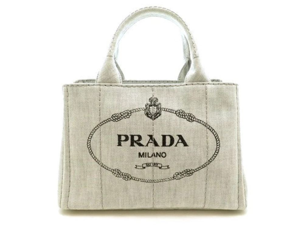 Prada Canapa Handbag Canvas Gray BIANCO